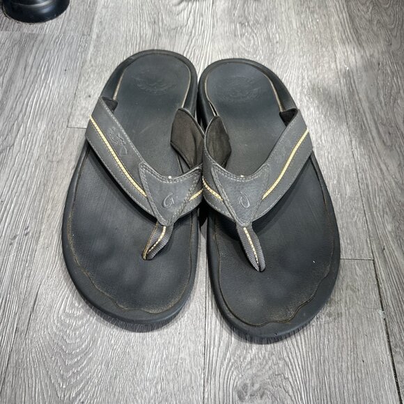 Olukai KIA\'I II HLA Flip Flops Sandals Slides Gray/Black Men\'s 12 main image 9